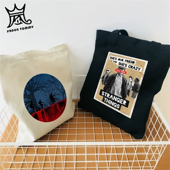 

frdun Tommy Stranger Things Shoulder Bag Canvas Cotton Funny new print Alphabet Women Summer Fashion Students College Style Bag