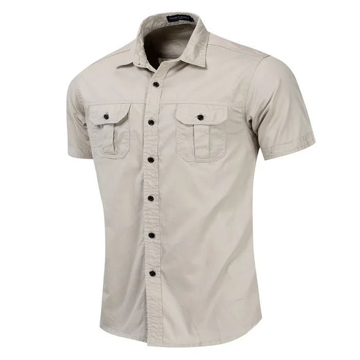 Летняя мужская Повседневная рубашка с коротким рукавом рубашка в стиле милитари для мужчин свободная модная повседневная тактическая