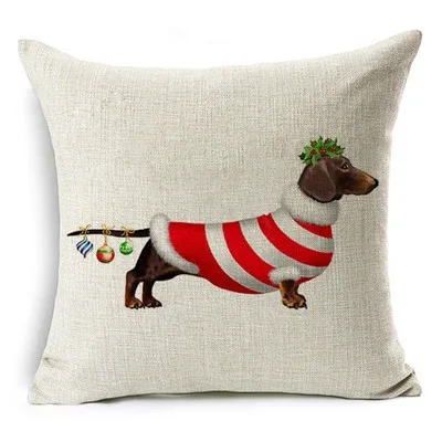 Льняная наволочка для подушки с изображением рождественской собаки породы такса, золотой ретривер, наволочка для подушки, декоративная наволочка, чехол для подушки, домашний декор - Цвет: 11