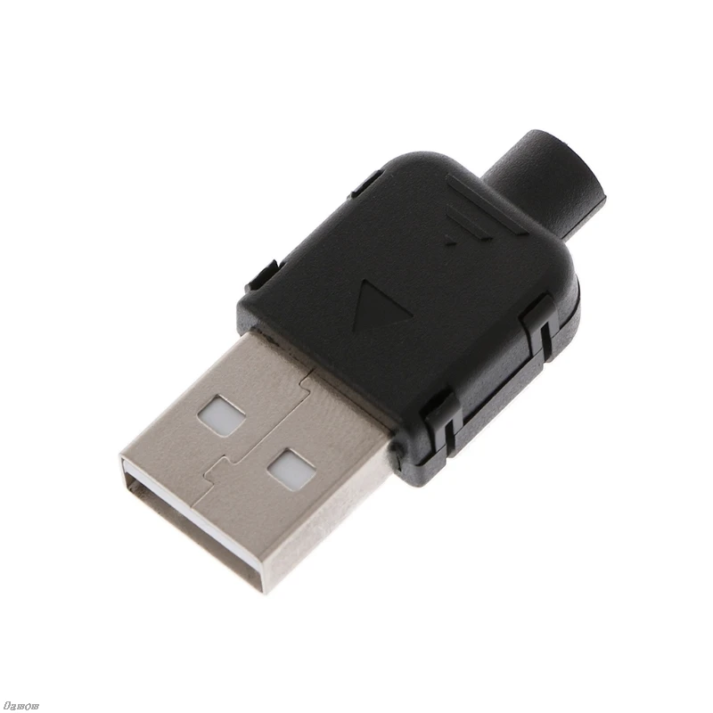 

10Sets Type A USB 4 Pin Male Socket Kit Connector Plug Termination Plastic Shell Damom