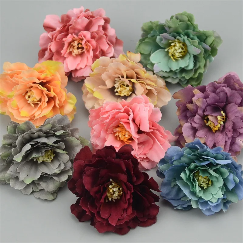 30pcs 6cm European Artificial Carnation Flower Head For Wedding Home Decoration DIY  Corsage Wreath Fall Vivid Fake Silk Flowers