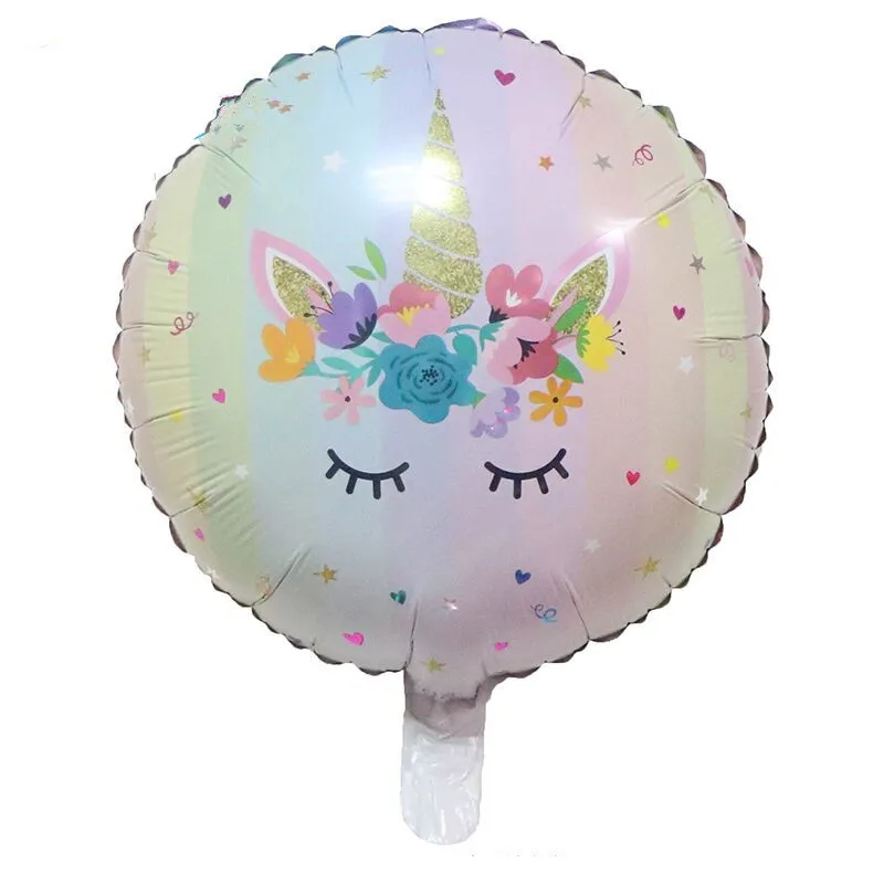 Фольгированные воздушные шары-единороги мультфильм животное шар DIY лошадь глобс воздушные шары на день рождения вечерние украшения Дети Единорог вечерние шары - Цвет: round unicorn 2
