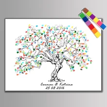 Hot!! Fingerprint Signature Guest Book Wedding Gift Party Supplies Baby Shower Fingerprint Tree Wedding Decoration