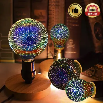 

DINGDIAN LED 3D Holiday Bulb 6W E27 LED lamp Creative Colorful Lights G125 Firework Light for Cafe Party Holiday Christmas Decor