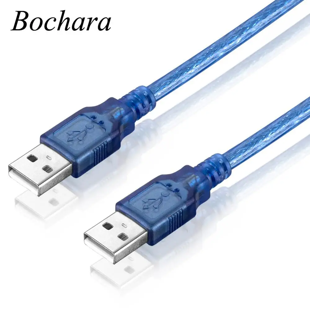 Кабель Bochara USB 2,0 type A Male to type A Male из фольги+ в оплетке(внутри)+ прозрачное ПВХ Экранирование 1,5 м 1,8 м 3 м 5 м 10 м