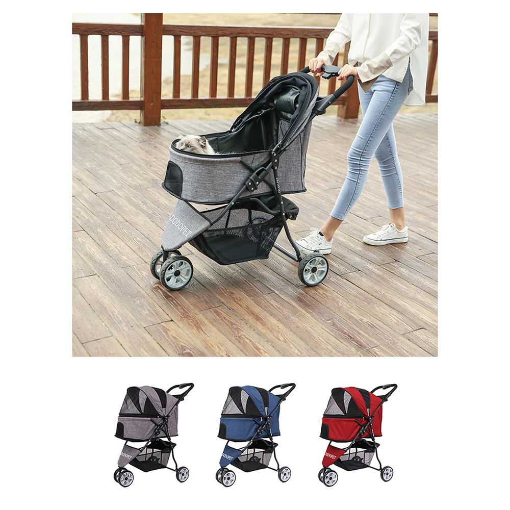 

DODOPET Outdoor Pet Stroller Dog Cat Outdoor Carrier Cart Foldable 3 Wheel Pet Stroller