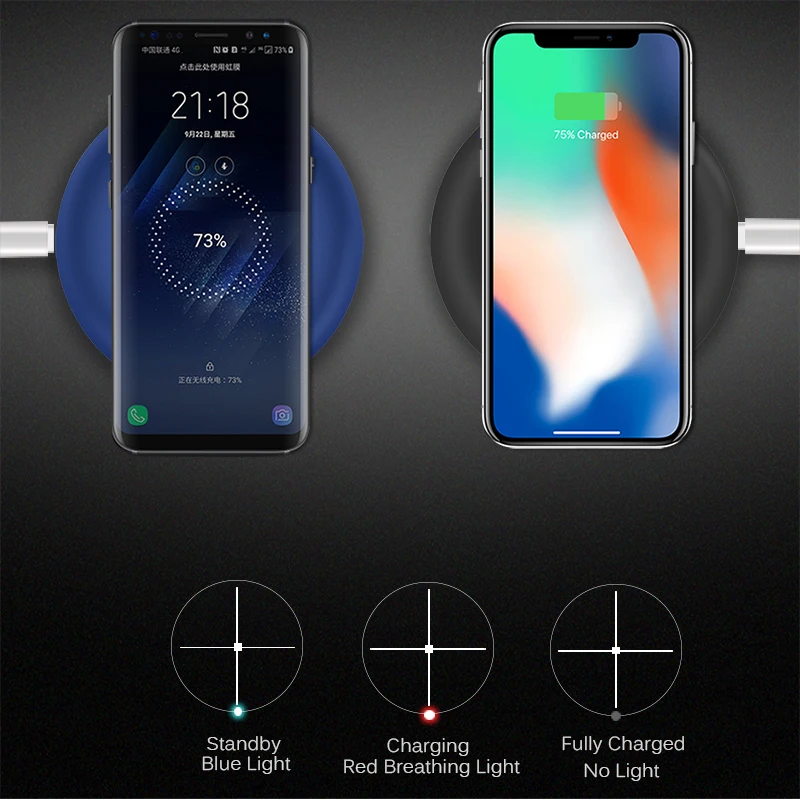 CinkeyPro Беспроводное зарядное устройство Qi Pad для Apple iPhone 8 X samsung S8 Быстрая зарядка 2,0 USB универсальный мобильный телефон