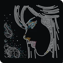FS (2pc/lot) Beauty Girl iron on rhinestone appliques motif iron on rhinestone motifs hot fix rhinestone transfer motifs rhinestone
