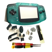 Горячий светящийся прозрачный зеленый цвет корпус оболочки фосфоресцирующий игра для мальчиков крышка подходит для GameboyAdvanceCase с черными кнопками стикер