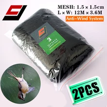 Hohe Qualität Tiefe Riesige Taschen 12 Mt x 3,6 Mt 15mm Loch Orchard garten Anti Vogelnetz Nylon monofilament 0,11mm Knotted Nebel-netz 2 stücke