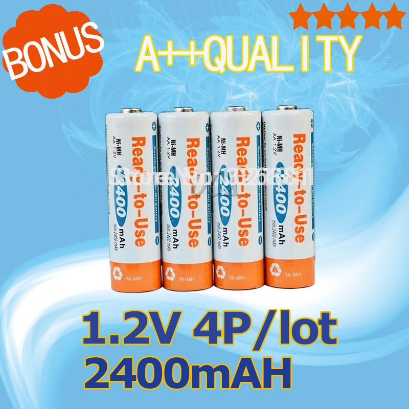4 шт./лот AA 2400mAh 1 2 V Ni-MH Аккумуляторная батарея для высококлассных фонариков