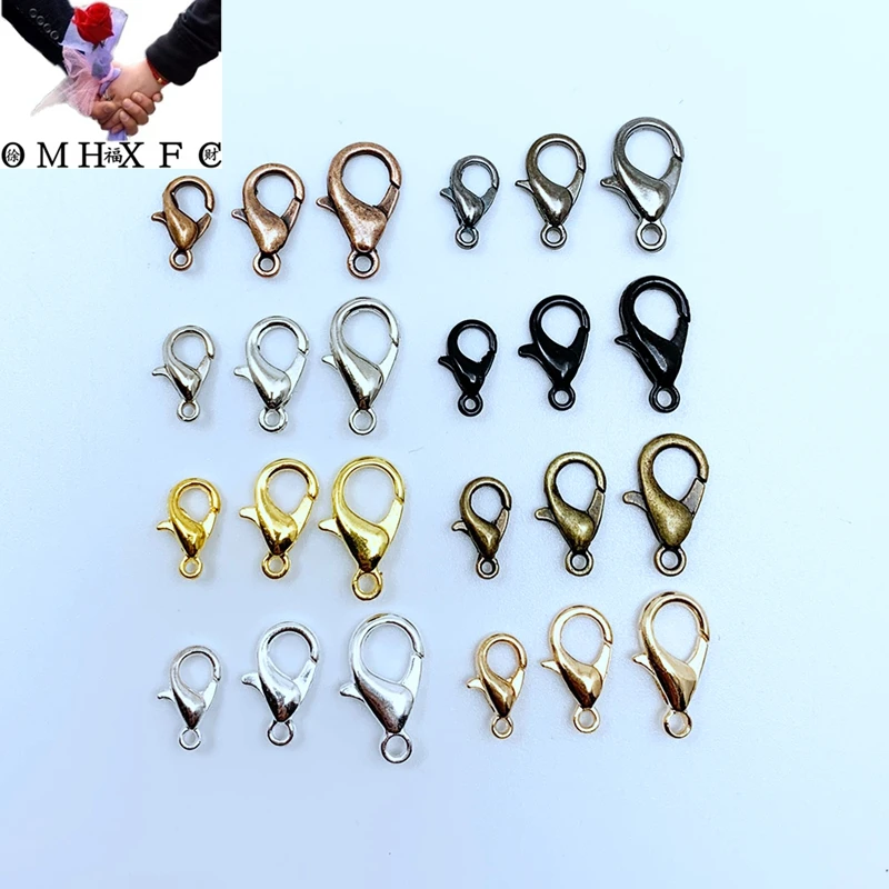 

OMH wholesale 50 pieces / batch of gold and silver alloy lobster clasp hook jewelry necklace bracelet chain accessories AC08