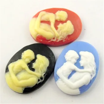 

12PCS Mixed Color Resin Mother And Baby Oval Cabochons Cameo 24*19*6MM 09496