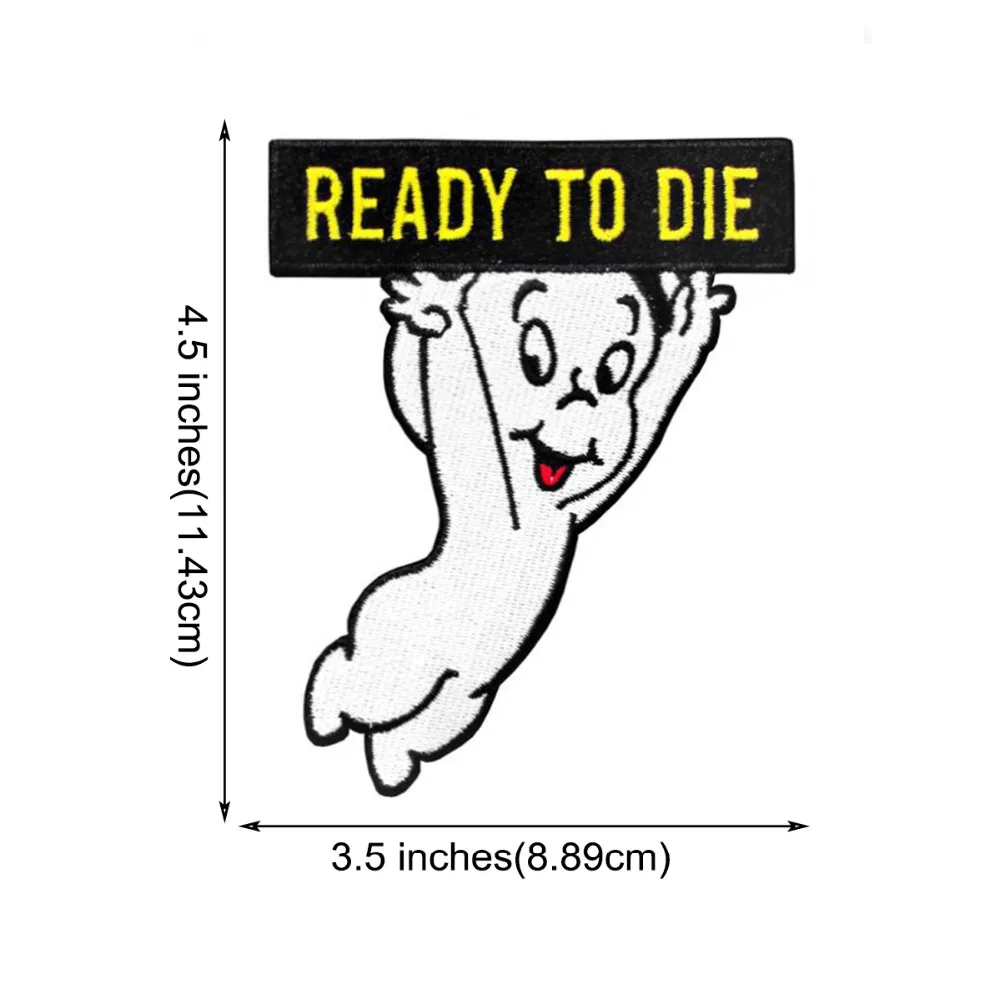 Ghost Casper Ready to D Cartoon Front Embroidery Iron on patches Biker Badges for Clothes Diy Customized Applique Free shipping (2)