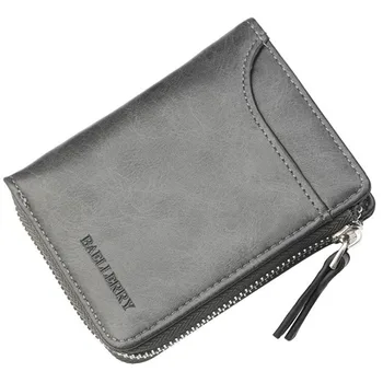 

Casual Solid Short Men Wallets Gray Leather Coin Purse Men's Wallet Small Man Card Holder PU Slim Male Zipper Dollar Price Purse