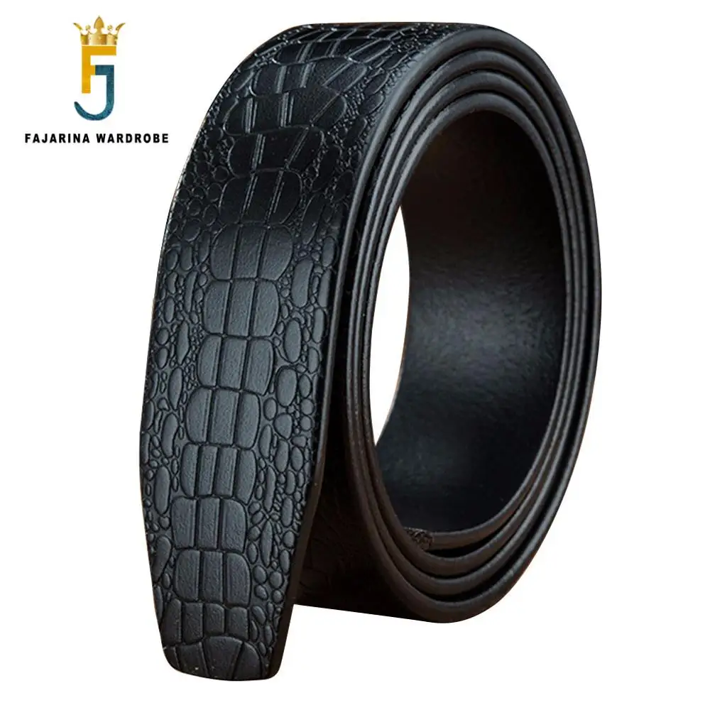 

FAJARINA Crocodile Pattern Line Striped Pure Solid Cowhide Leather 3.5cm Belts without Buckle Only Belt Parts for Men N17FJ591