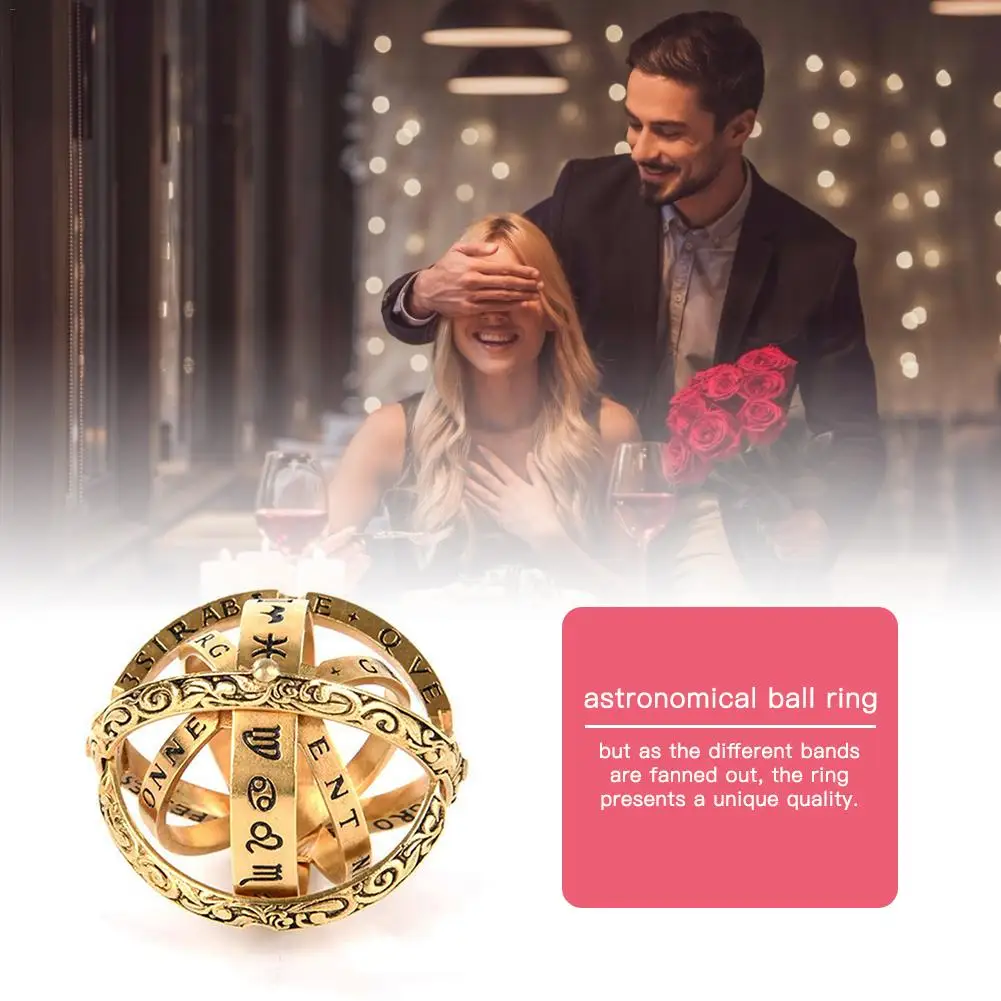 

Creative Astronomical Ball Ring Complex Rotating Clamshell Collapsible Ring Universe Constellation Lover Gift Luckyfin 7 8 9