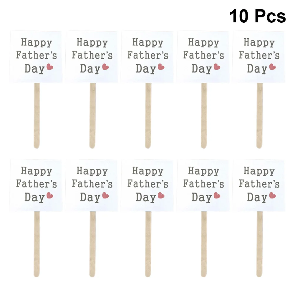 

10pcs Happy Father'S Day Party Cake Toppers Love Heart Cupcake Topper Cake Decoration For Father'S Day Decoration