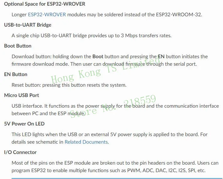 ESP32-DevKitC основная плата ESP32 макетная плата ESP32-WROOM-32D-32U/ESP32-SOLO-1/ESP32-WROVER-B