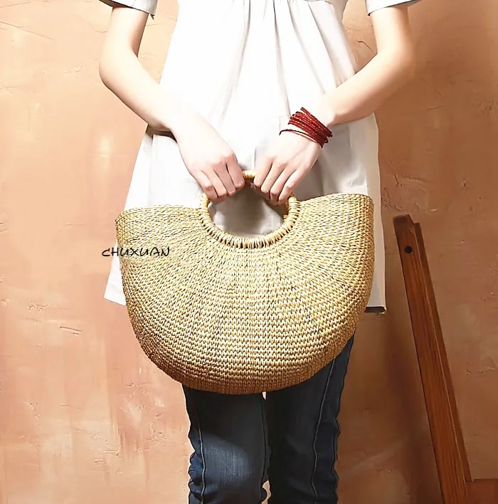 

2019 new arrival quality straw women's tote bag female handbag beach bag