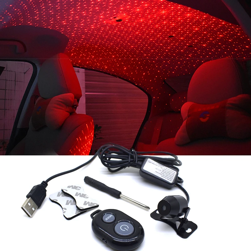 Светильник-проектор Автомобильный декоративный светильник USB светодиодный звездное небо Звезда DJ RGB лазерный проектор музыкальный звук дистанционное управление Авто Стайлинг