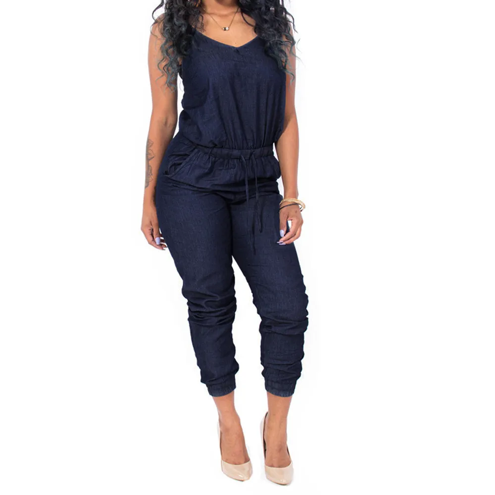 2017 Women Denim Jumpsuits Sexy Sling Women One Piece Jumpsuit Pants ...