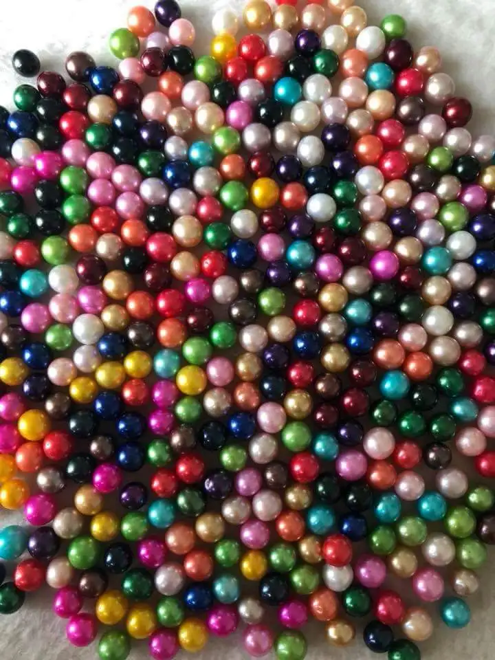 

6-8mm Grade AAA Loose Round Pearls, Wholesale Vibrant Colored Akoya Round Pearls 50pcs/lot DIY Jewelry Pearl Beads FP463