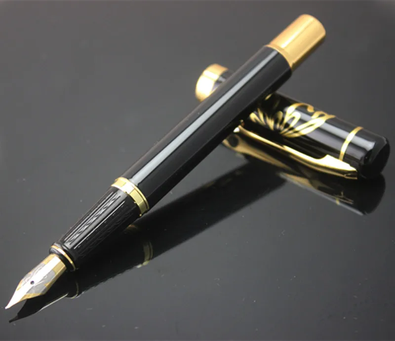 High Quality Metal Black Fountain Pen F nib ink Pens School & Office Supplies stationery Elegant