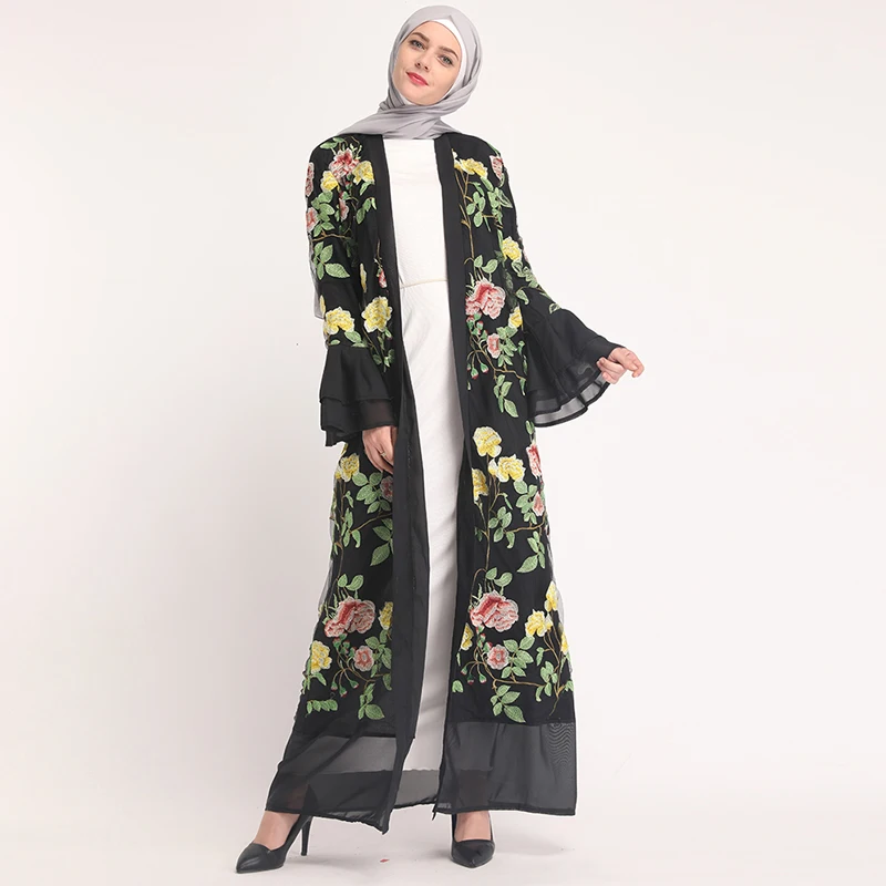 Кружевной кафтан Abaya Дубай Турция хиджаб мусульманское платье Абая для женщин