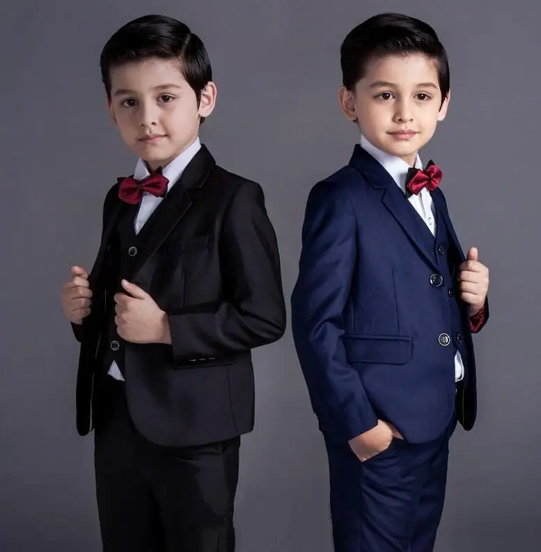 Детские комплекты для причастия смокинги для мальчиков на заказ Casamento вечерний костюм со смокингом одежда для мальчиков пиджак+ брюки+ жилет+ галстук+ рубашка 5 предметов B45F806