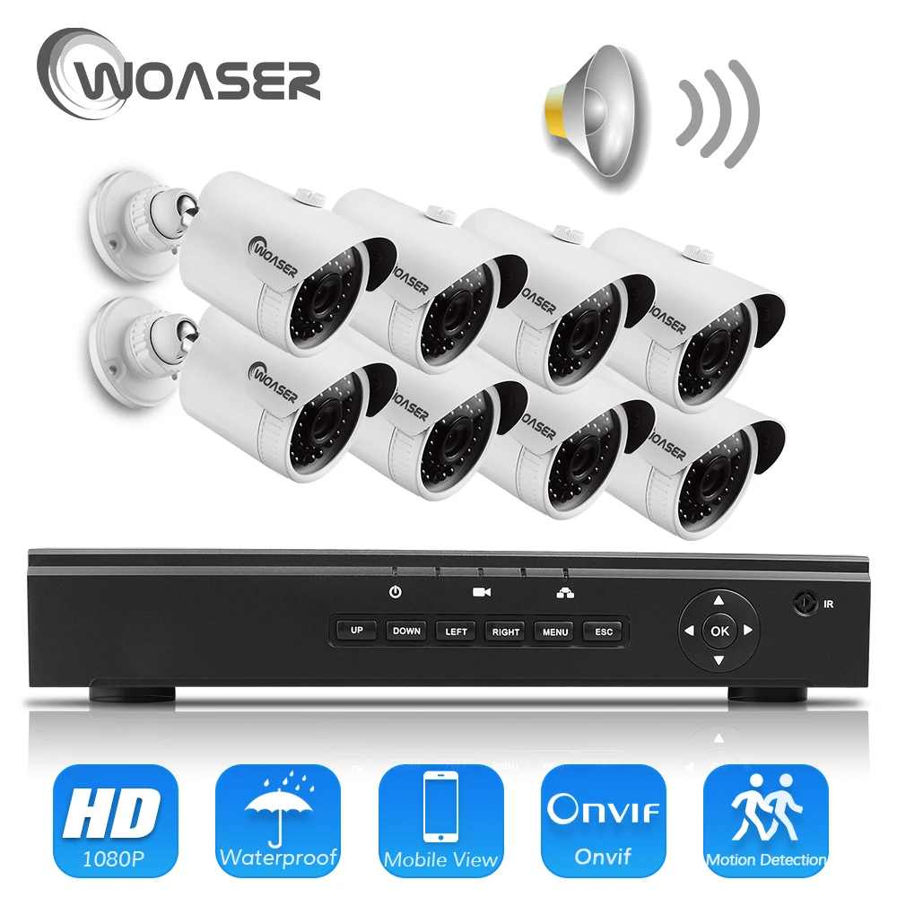 Woaser HD 48 В 1080 P HDMI P2P 8ch PoE NVR Системы Скрытого видеонаблюдения Видео Выход 2.0mp IP