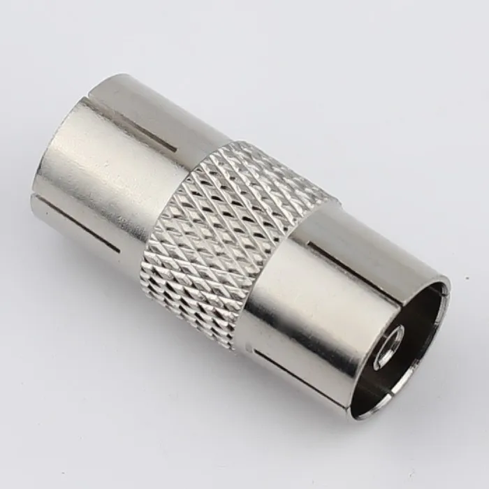 Cable TV connector RF bus through RF straight through transfer plug