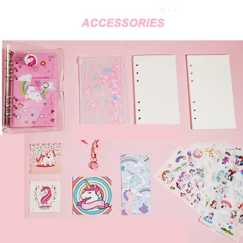 

Unicorn Planner Book Suit A6 Spiral Notebook Hand-book Office DIY Unicorn Photo Book Scrapbook For photo Family Gift For Girls