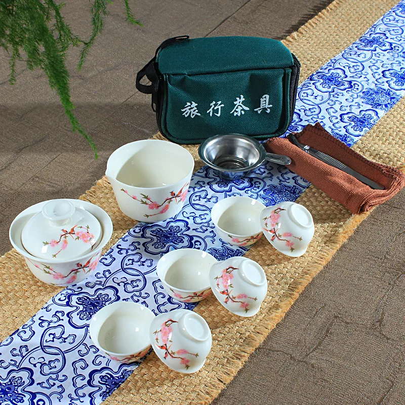 4 стиля Путешествия Чайный набор китайский портативный керамический костяной фарфор чайный набор Gaiwan чайная чашка из фарфора чайная чашка кунг-фу открытый набор чайников