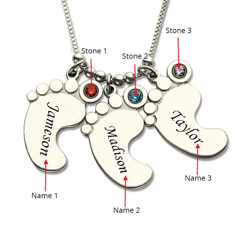 SG модное персонализированное ожерелье для матери, ожерелье для ног ребенка, серебро 925 пробы, ожерелья из камня по дате рождения для женщин, на заказ, под любое имя
