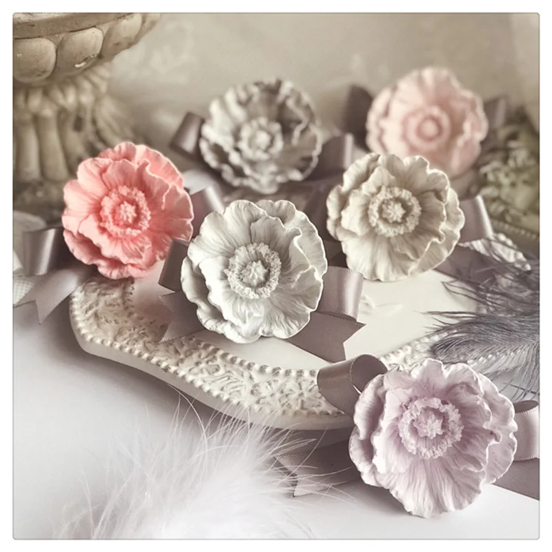 

3D Flowers Clay Craft Silicone Mold DIY Amora Gypsum Plaster Silicon Mould For Car Decoration Candle Resin Molds
