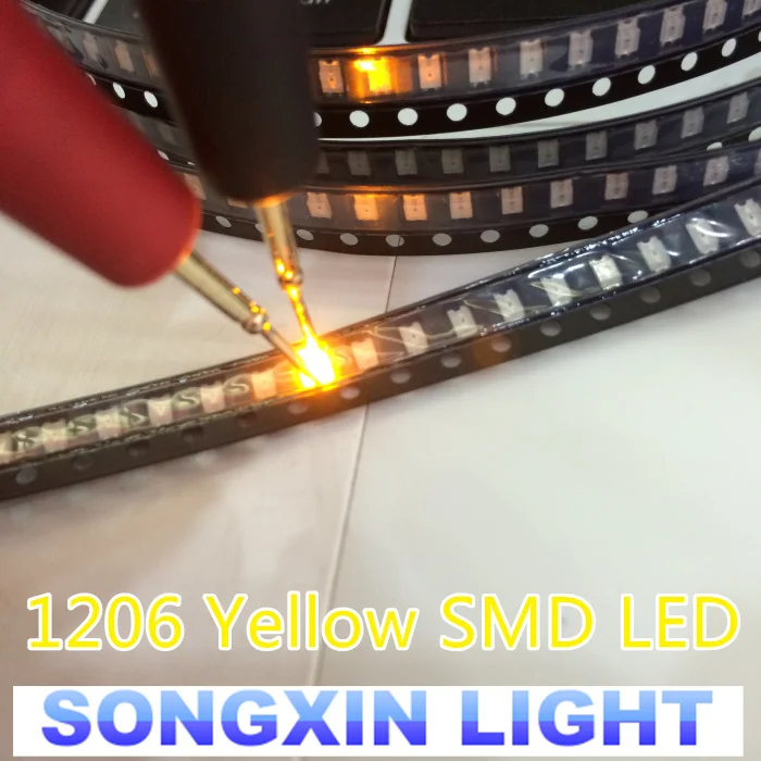 

1000PCS Free Shipping SMD 1206 LED YELLOW Ultra Bright SMD LEDs 1206 yellow 1206 Diodes light-emitting diodes 580-590nm 3.2*1.6