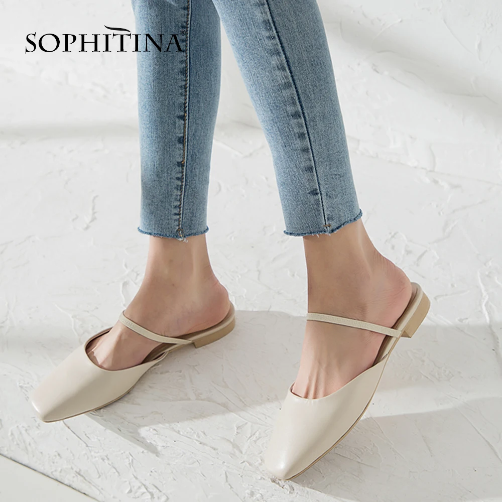 SOPHITINA/удобные тапочки с квадратным носком Высококачественная обувь из коровьей