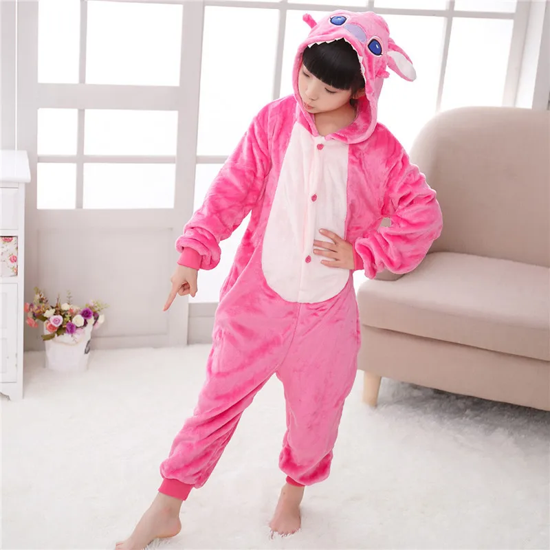 Детские пижамы кигуруми для мальчиков и девочек, детские комбинезоны с единорогом, зимние теплые пижамные комплекты с животными, детская одежда для сна, От 3 до 10 лет - Цвет: 28