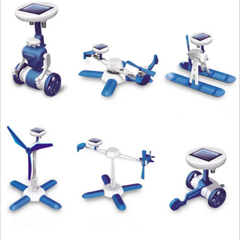 

Novelty DIY 6 in 1 Solar Toy Kit Robot Windmill Aircraft Car Education Solar Kit Fashion Solar Robots for Children L1