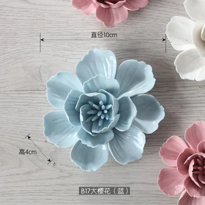 Peony Cherry blossoms decorative wall flower dishes ceramic decorative plates handicraft porcelain flowers craft home decoration - Цвет: Cherry blossoms  L