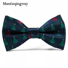Mantieqingway Рождественский галстук-бабочка для мужчин полиэстер Санта Клаус Дерево Узор шеи галстуки Gravatas тонкий Vestidos Bowties подарки