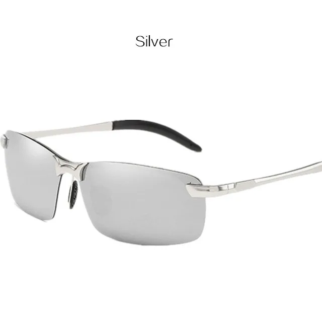 Мужские крутые поляризованные солнцезащитные очки с металлической оправой, мужские очки, мужские солнцезащитные очки Polariezer - Цвет линз: Silver