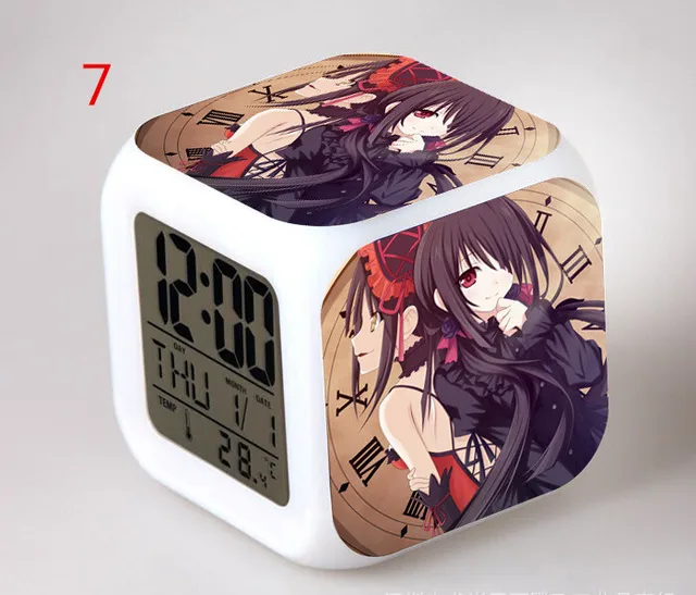Japanese Anime DATE A LIVE LED 7 Color Flash Digital Alarm Clocks Kids