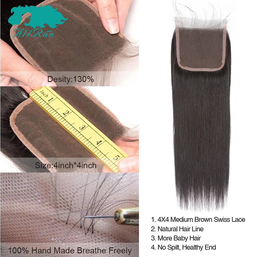 Brazilian Straight Hair Bundles With Closure 2/3 Bundles 100% Human Hair Weave Bundles With Closure Brazilian Hair Extensions