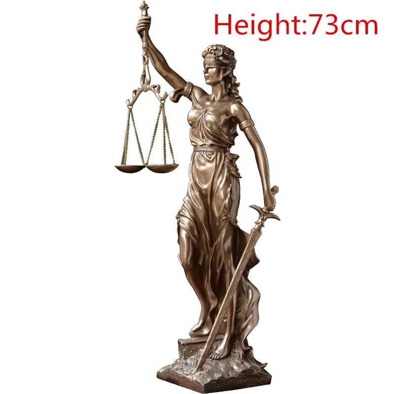 

73cm Greece Justitia Justice Fair Goddess Statue Themis Art Sculpture Resin Craftwork Retro Home Decorations R923