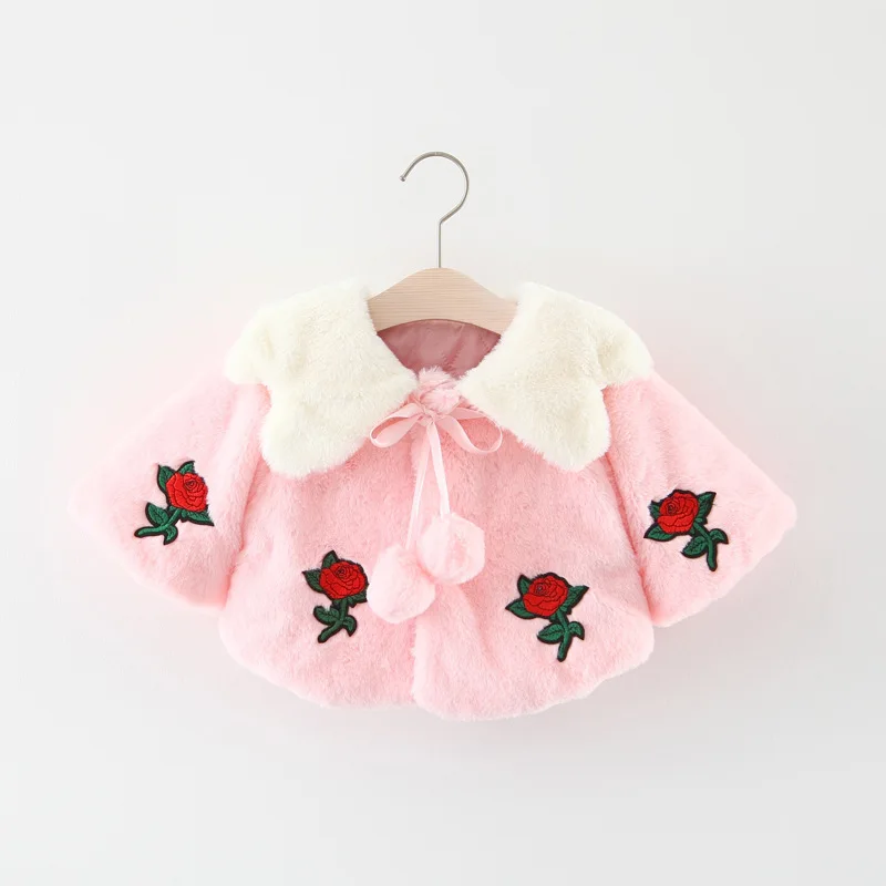 

Baby Baby Girls Autumn and Winter Cloak Cloak Shawls Coat Thick Princess Rose Children's Warm Jacket Cotton-padded Clothes