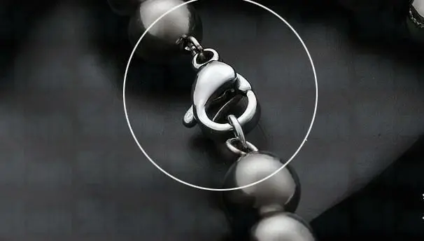 Ожерелье из чистого титана с цепочкой из цельных бусин d4мм x L 650 мм коррозионностойкая гипоаллергенная безвредная для кожи