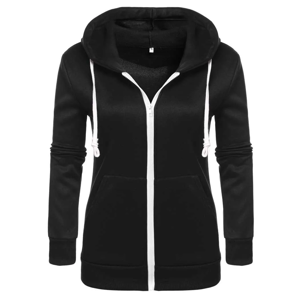 Women Hoodie Sweatshirt New Fashion Front pocket Zipper
