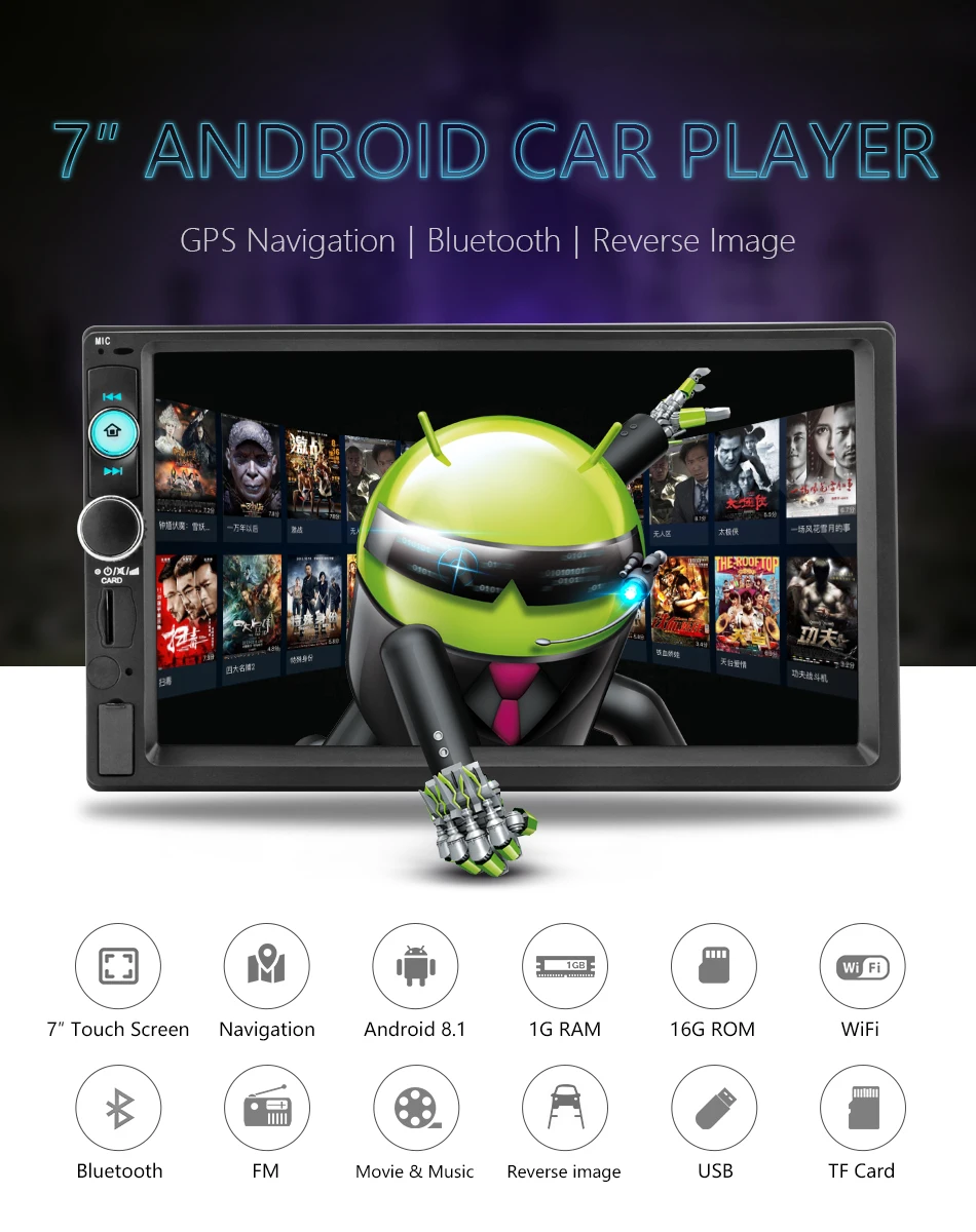 Excellent Jansite 7" 2 din Car Radio Android 8.1 Touch Screen Player GPS Navigation Multimedia radio Car Stereo with SD card Backup camera 0 Excellent Jansite 7" 2 din Car Radio Android 8.1 Touch Screen Player GPS Navigation Multimedia radio Car Stereo with SD card Backup camera 0